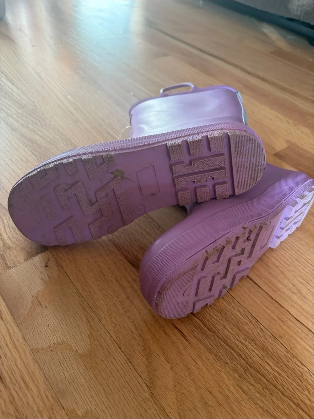 Kids Purple Rain Boots with Easy Pull Handles